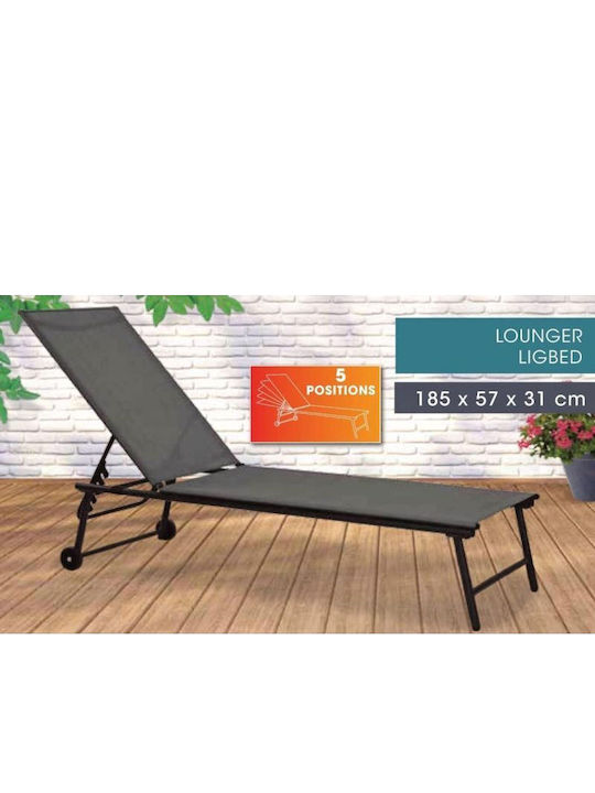 Градински Шезлонг 185x57x31см Сив