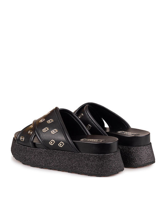 Frida Γυναικεία Σανδάλια Flatforms Μαύρα