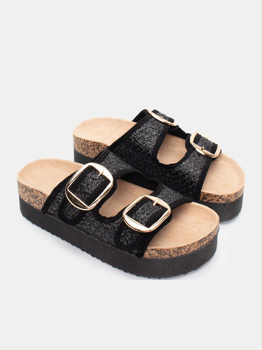 Flache Sandalen für Damen Flatforms in Schwarz Farbe