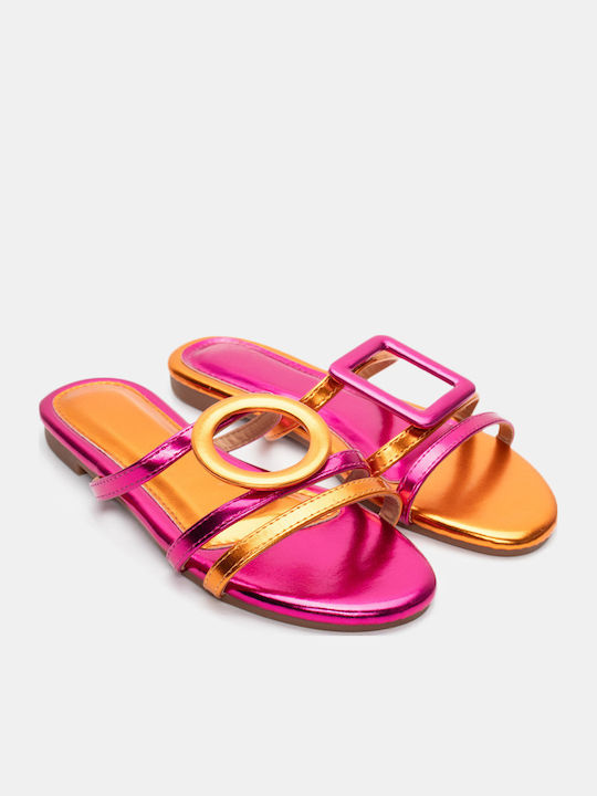 Women's Flat Sandals in Fuchsia Color