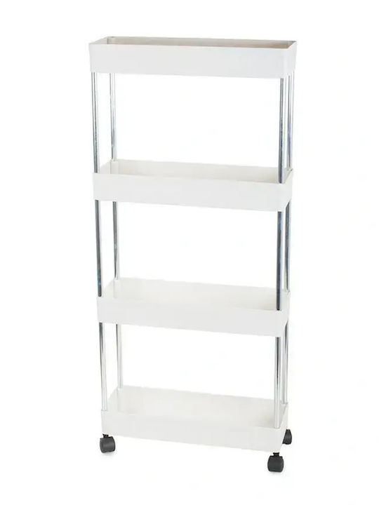 Verk Group Troleu De Bucătărie Din Plastic Capacitate 4 Alb 38x13x85cm