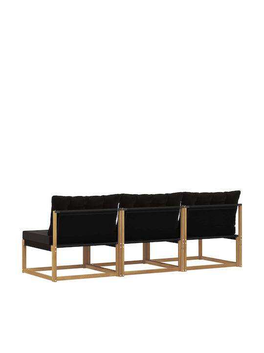 Three-Seater Outdoor Wooden Sofa With Cushions