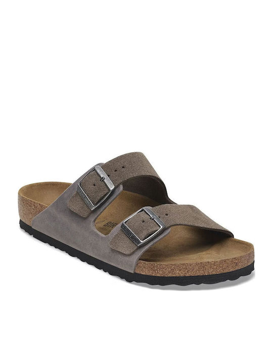 Arizona Δερμάτινα Γυναικεία Σανδάλια Γκρι Regular Fit