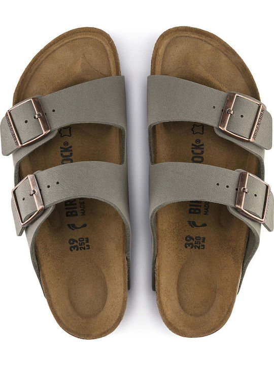 Arizona Δερμάτινα Γυναικεία Σανδάλια Γκρι Regular Fit