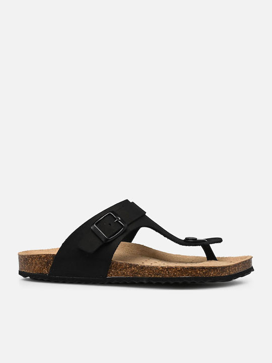 Brionia Leather Women's Flat Sandals Anatomic in Black Color