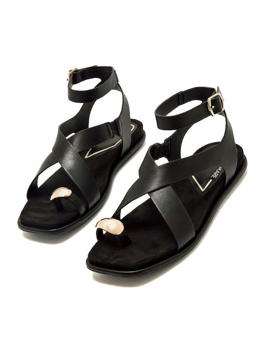 Flache Sandalen Für Damen Schwarz
