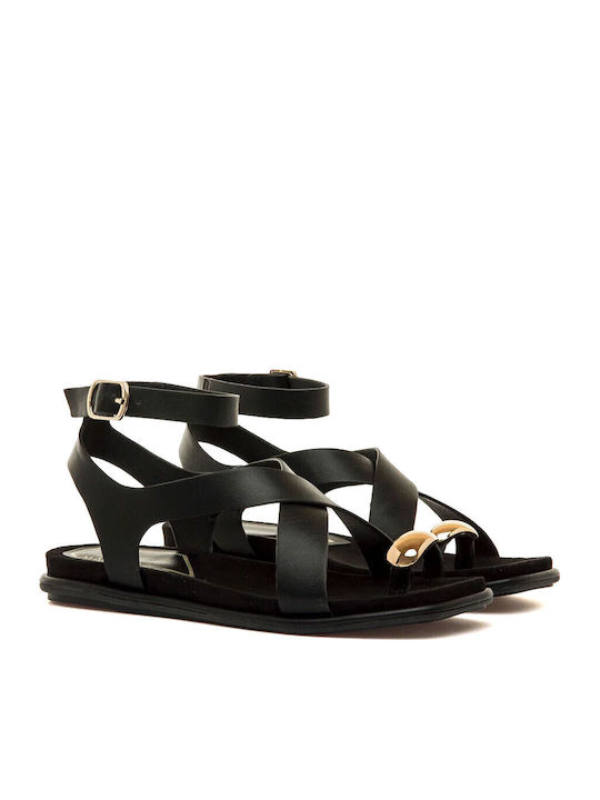 Flache Sandalen Für Damen Schwarz