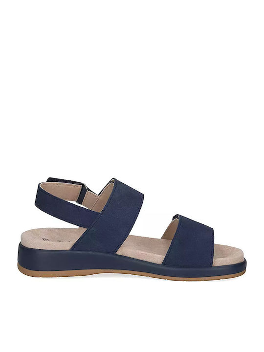 Leather Women's Flat Sandals Navy Blue