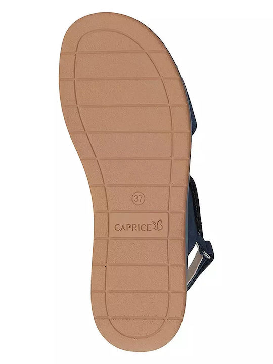Leather Women's Flat Sandals Navy Blue