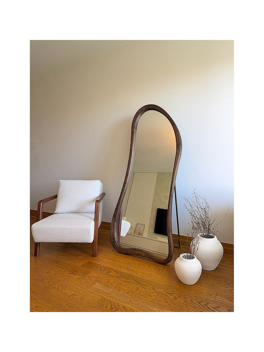 SteweHome Asymmetrischer Boden- oder Standspiegel mit Braun Holz Rahmen 180x80cm