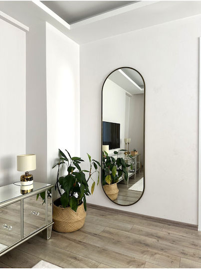 SteweHome Oglindă Ovală cu Ramă Metalică Maro 180x60cm