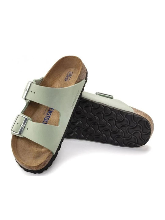 Arizona Big Buckle Δερμάτινα Γυναικεία Σανδάλια Πράσινα Narrow Fit