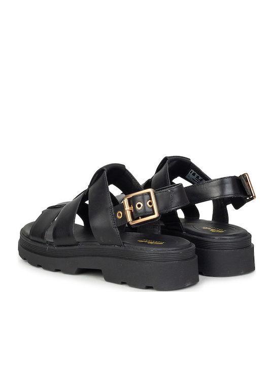 Strap Leather Women's Sandals Black