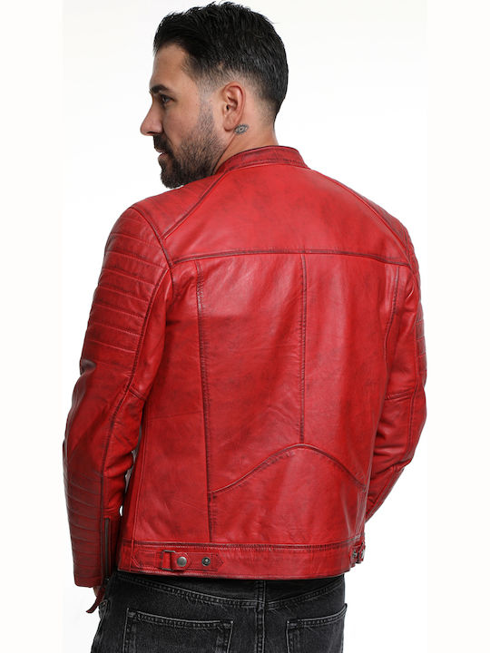 Δερμάτινο Μπουφάν Biker Κόκκινο
