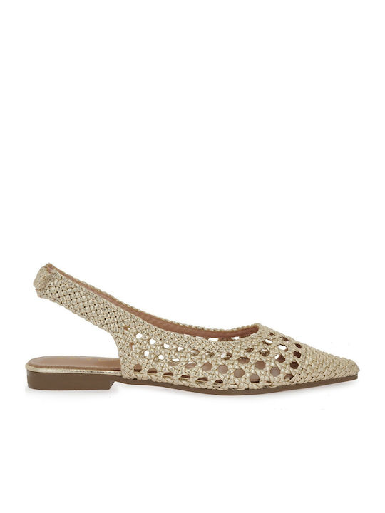 Women's Ballerina Shoes Slingback in Gold Colour