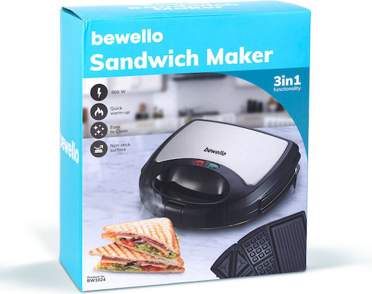 Aparat pentru Sandwich-uri cu Plăci Detașabile Antiaderente pentru 2 Sandvișuri 800W Negru