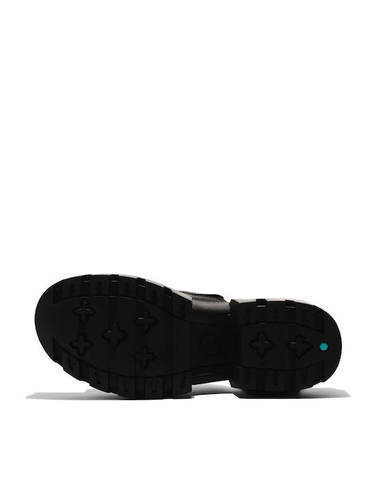 Everleigh Δερμάτινα Γυναικεία Σανδάλια Flatforms Μαύρα