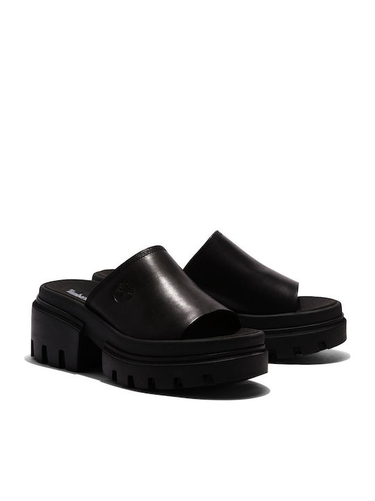 Everleigh Δερμάτινα Γυναικεία Σανδάλια Flatforms Μαύρα