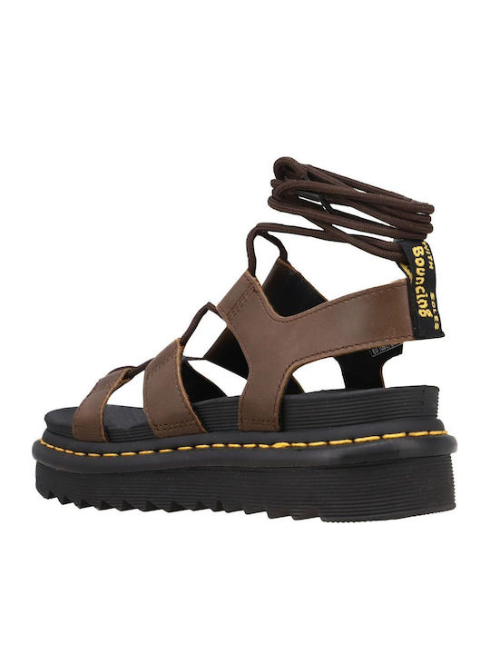 Illusion Leder Flache Sandalen für Damen Flatforms in Braun Farbe