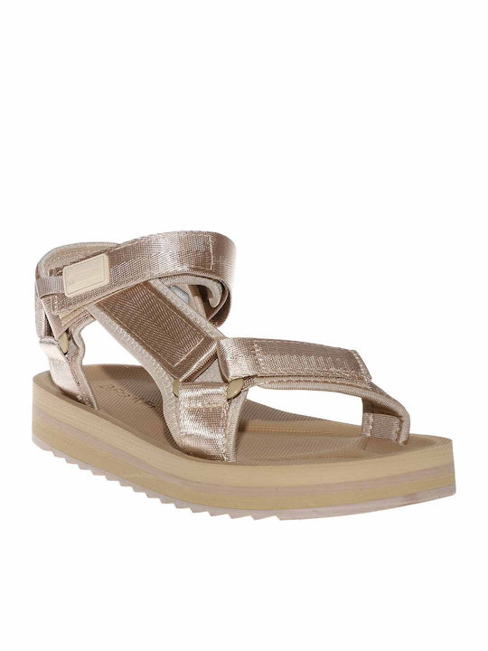 Women's Flat Sandals in Gold Color