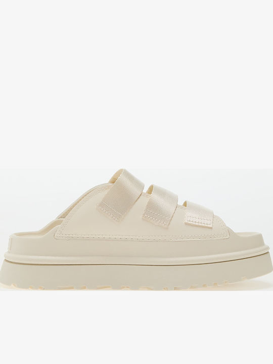 Goldenglow Slide Women's Flat Sandals in Beige Color