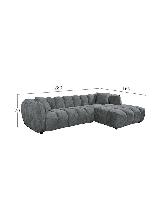 Lykke Γωνιακός Καναπές με Δεξιά Γωνία Γκρι 280x89x70εκ.