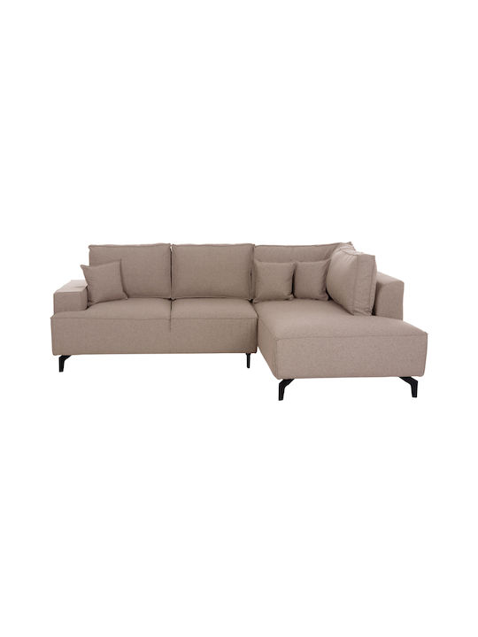 Saffira Colțar Canapea Pat cu Colțul din Dreapta și Spațiu de Depozitare Bej 270x112x100cm