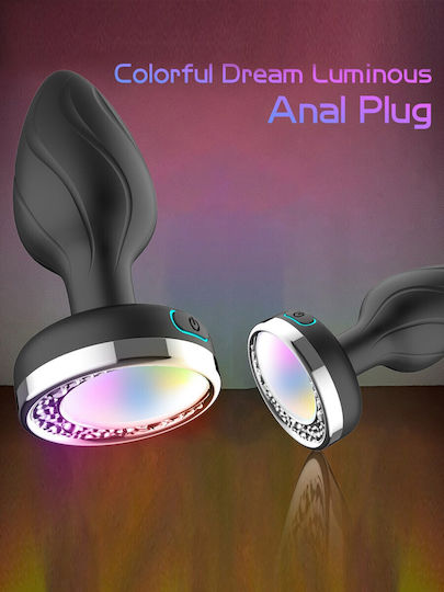 Smd Vibra Plug Light Up Remote Controlled Led Butt Plug Vibrator Πρωκτική Led Σφήνα Δόνηση Χειρισμό Μέσω Remote Black