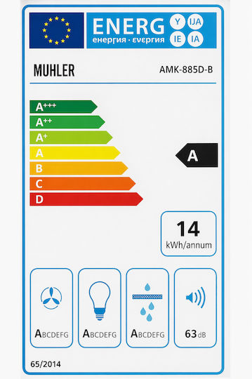Muhler AMK-885D-B Chimney Vent Hood 59.5cm Gray