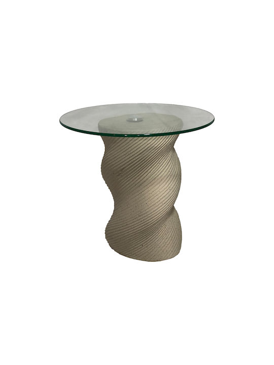 Round Side Table Klida Glass Beige W40xL40xH63cm