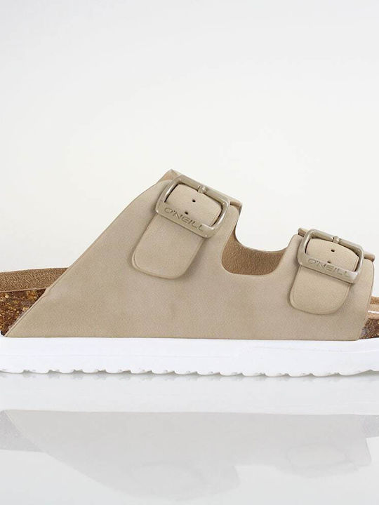 Women's Flat Sandals in Beige Color