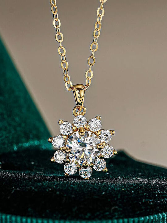 By Queen Luxury Jewelry Gold Necklace 18K Moissanite Flower Pattern