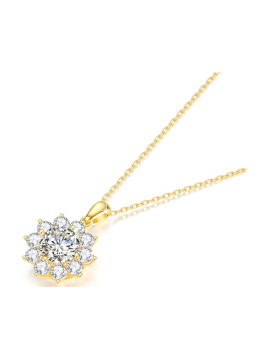 By Queen Luxury Jewelry Gold Necklace 18K Moissanite Flower Pattern