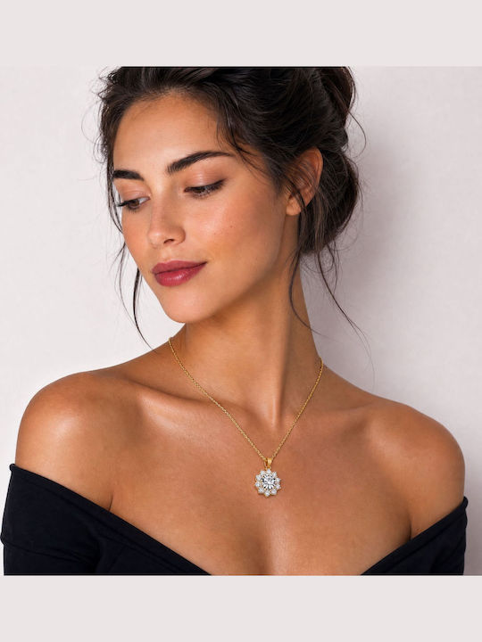 By Queen Luxury Jewelry Gold Necklace 18K Moissanite Flower Pattern