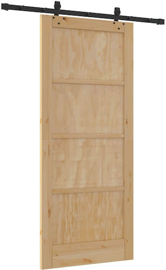Schiebetür Orkdal Natur 86 x 198,5 cm Massivholz Kiefer 3445546 Braun