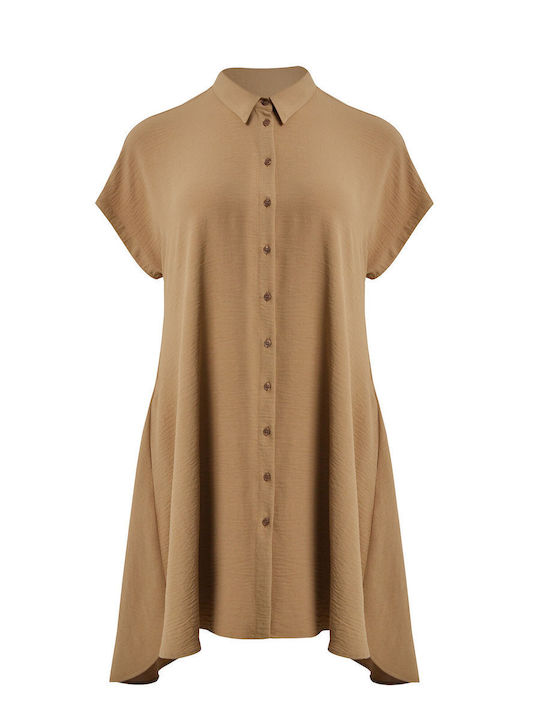 Rochii De Vară Pentru Femei Midi Rochie-Cămașă Bej