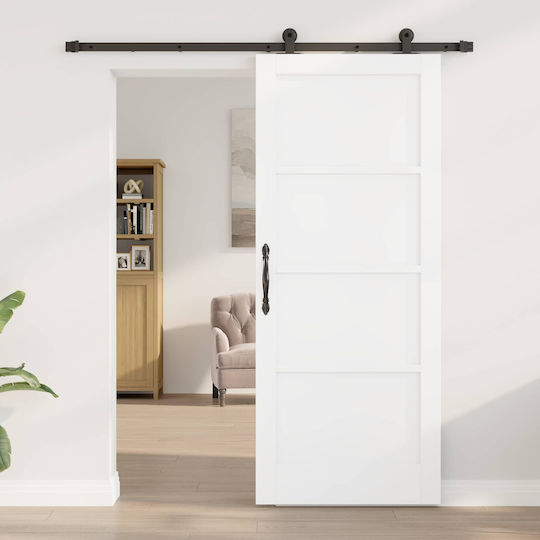 Schiebetür Weiß Schwarz 83 x 202 cm Massivholz Kiefer 3445452 Braun