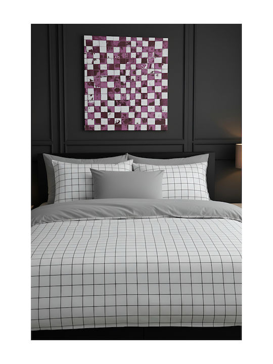 SteweHome Cotton Duvet Cover Set 220x240cm Double With 2 Pillowcases White