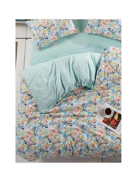 SteweHome Σετ Παπλωματοθήκη Βαμβακερή 220x240cm Υπέρδιπλη με 2 Μαξιλαροθήκες Πολύχρωμο