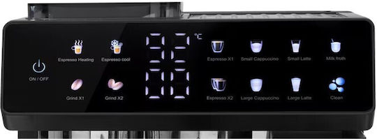 Izzy IZ-6028 Αυτόματη Μηχανή Espresso 1450W Πίεσης 20bar για Cappuccino με Μύλο Άλεσης Ασημί 225253