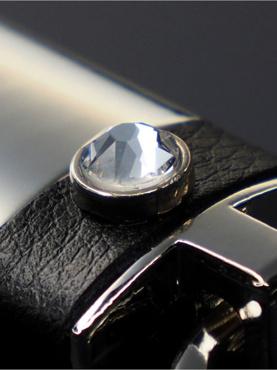 Vnc Δερματινο Μπρελοκ Swarovski Μαυρο