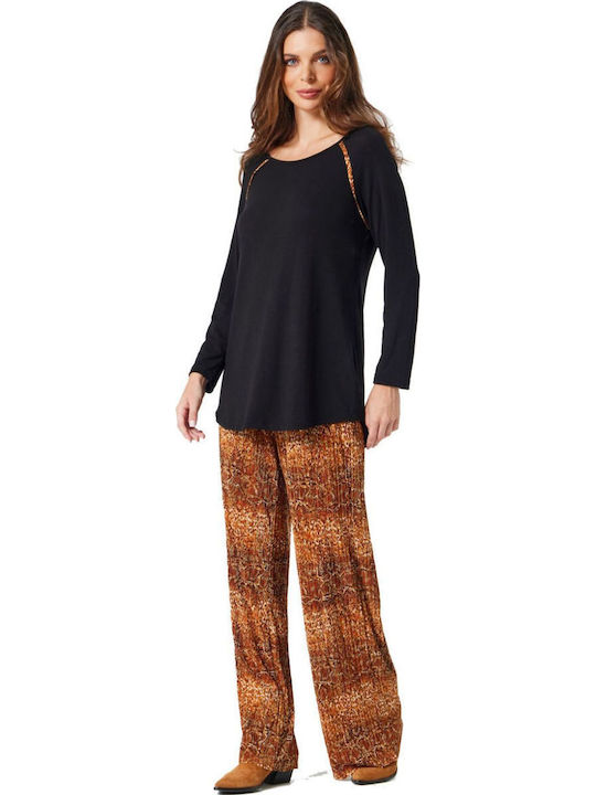 Damen Langärmeliges Pullover Schwarz