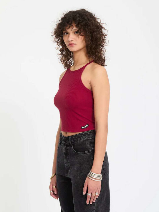Women's Crop Top Sleeveless Deep Red Red