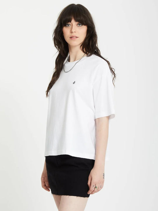 Stone Blanks Up Women's Blouse Cotton Short Sleeve White