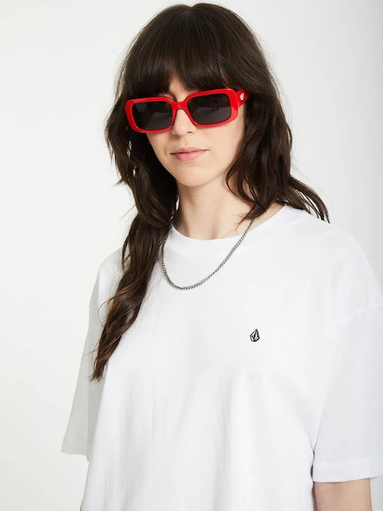 Stone Blanks Up Women's Blouse Cotton Short Sleeve White