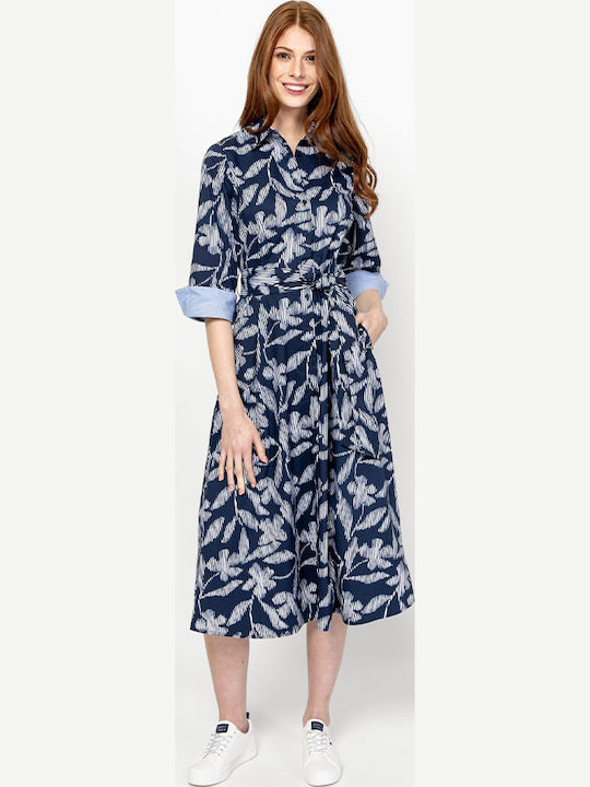 Summer Midi Shirt Dress Blue