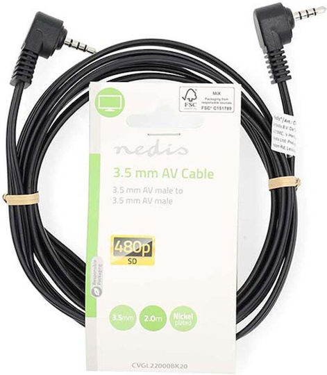 Nedis 3.5mm Male To 3.5mm Male Silver 2m Audio Cable With Gold Plated Terminals CVGL22000BK20