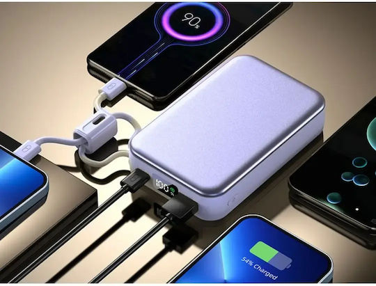 Verk Group 06394 Power Bank 20000mAh 22.5W με Θύρα USB-A και Θύρα USB-C Quick Charge 3.0 Μωβ