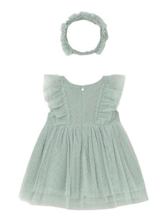 Girls Sleeveless Tulle Dress Green