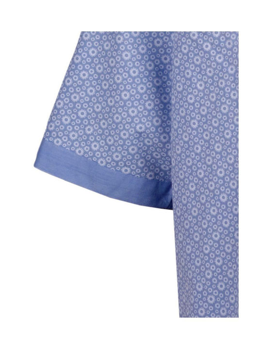 Short Sleeve Linen Shirt Regular Fit Light Blue